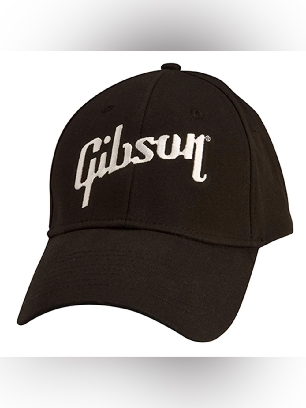 Gibson Logo Flex Hat Baseball Cap Embroidered Adult OS Black